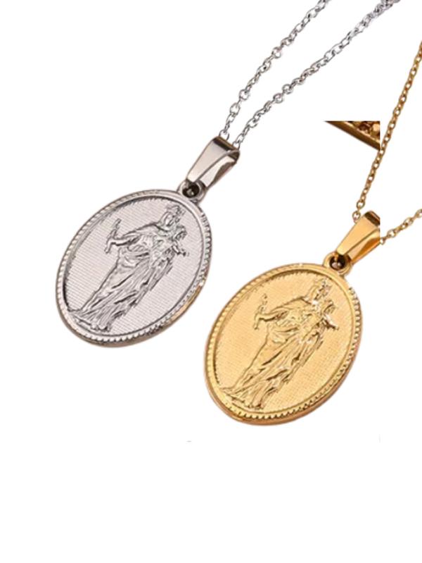 Medallita María Auxiliadora de 2cm con cadena en Acero Inoxidable - Disponible en 2 colores