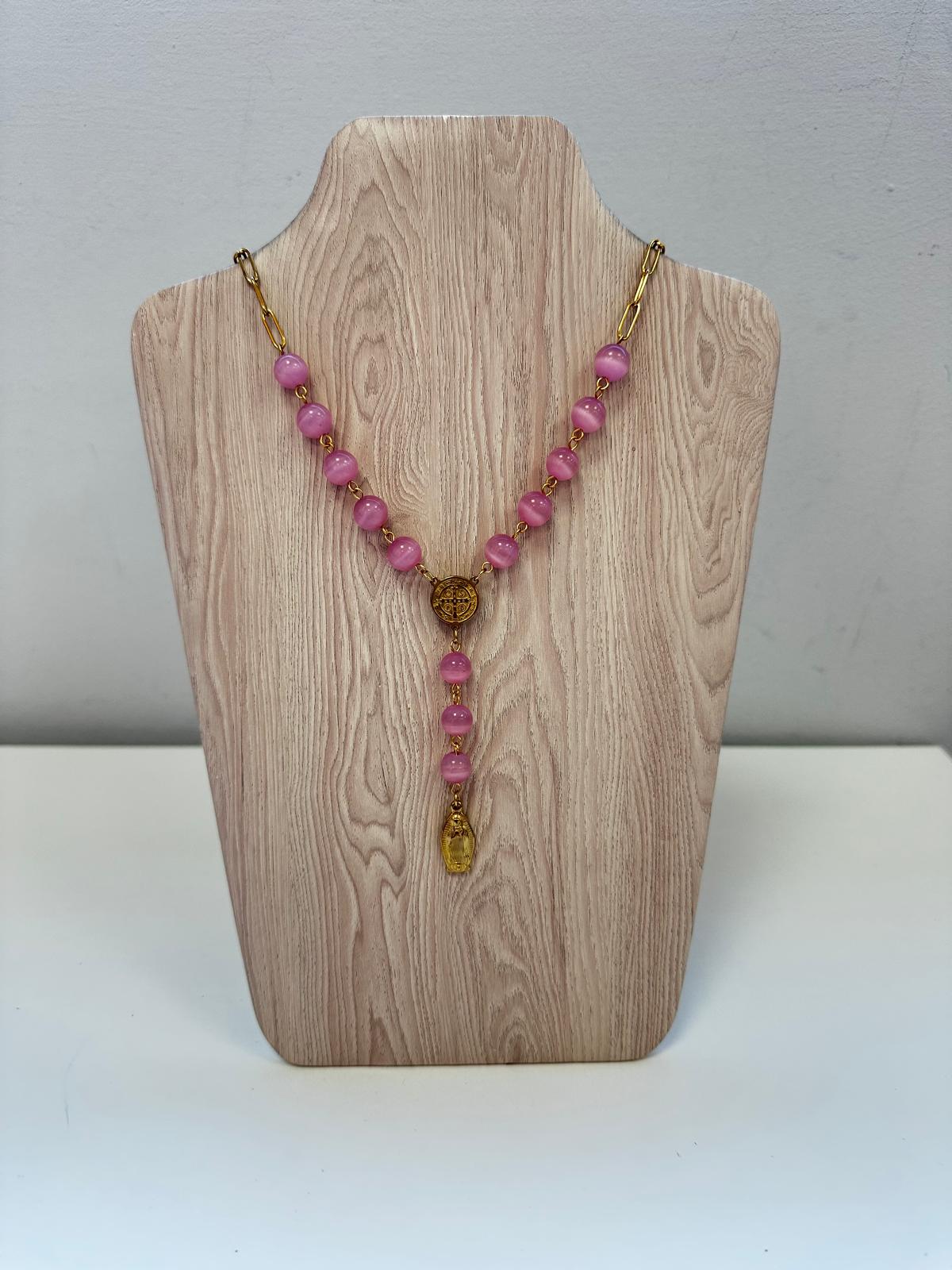 Rosario de Piedras de Colores Dorado - Acero Inoxidable