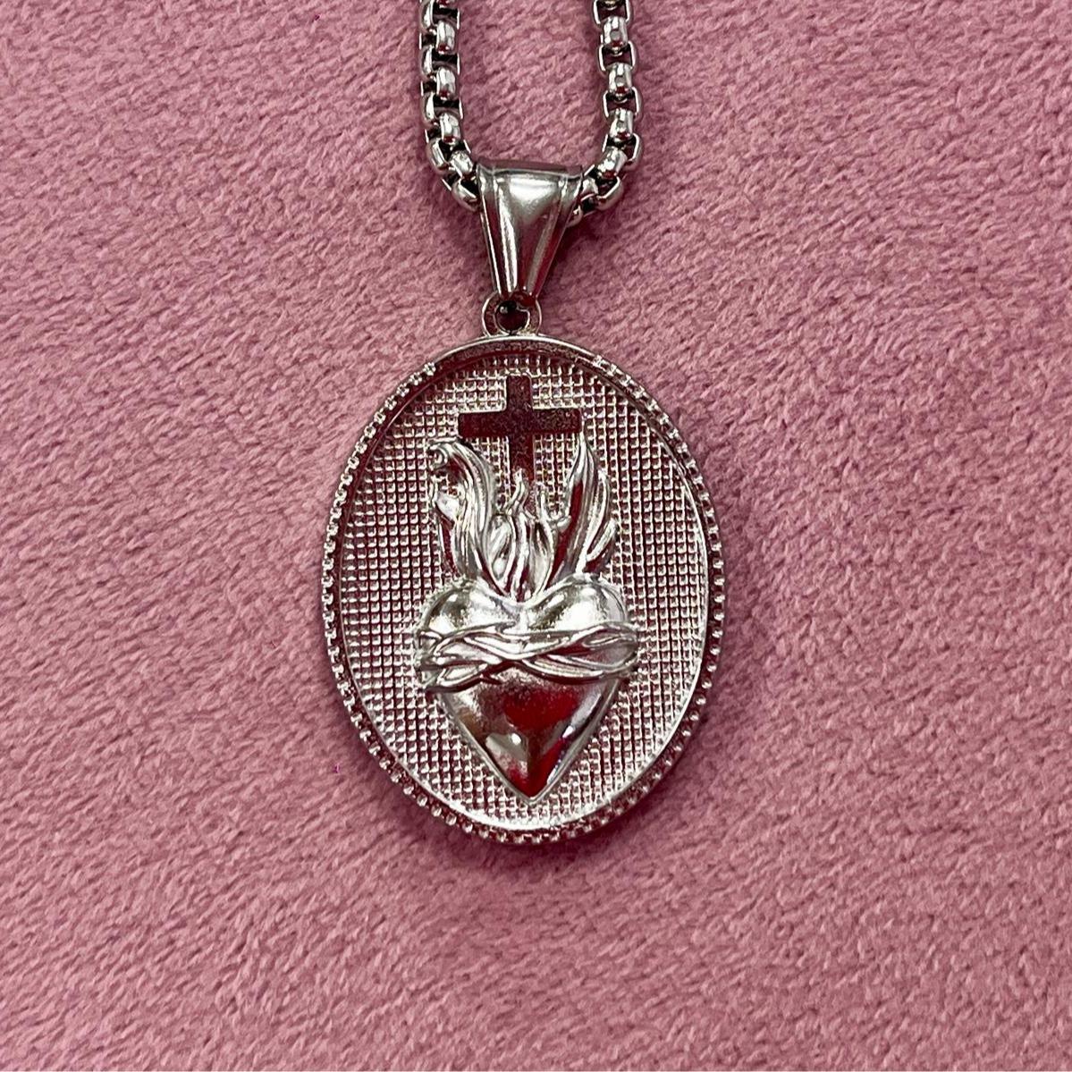 Medallón Sagrado Corazón - Acero Inoxidable