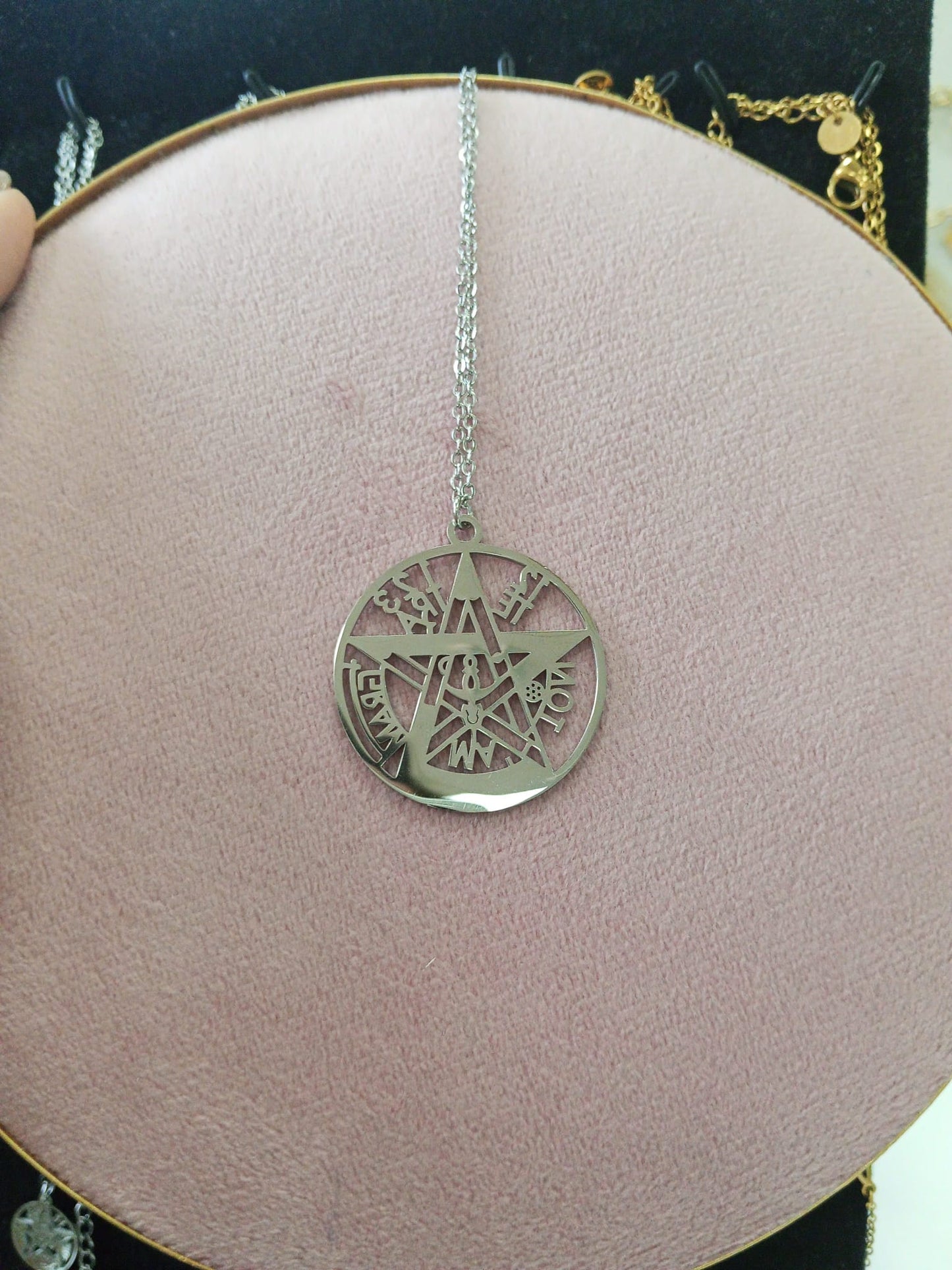 Medallón Tetragramatrón en Plateado y Dorado- Acero Inoxidable