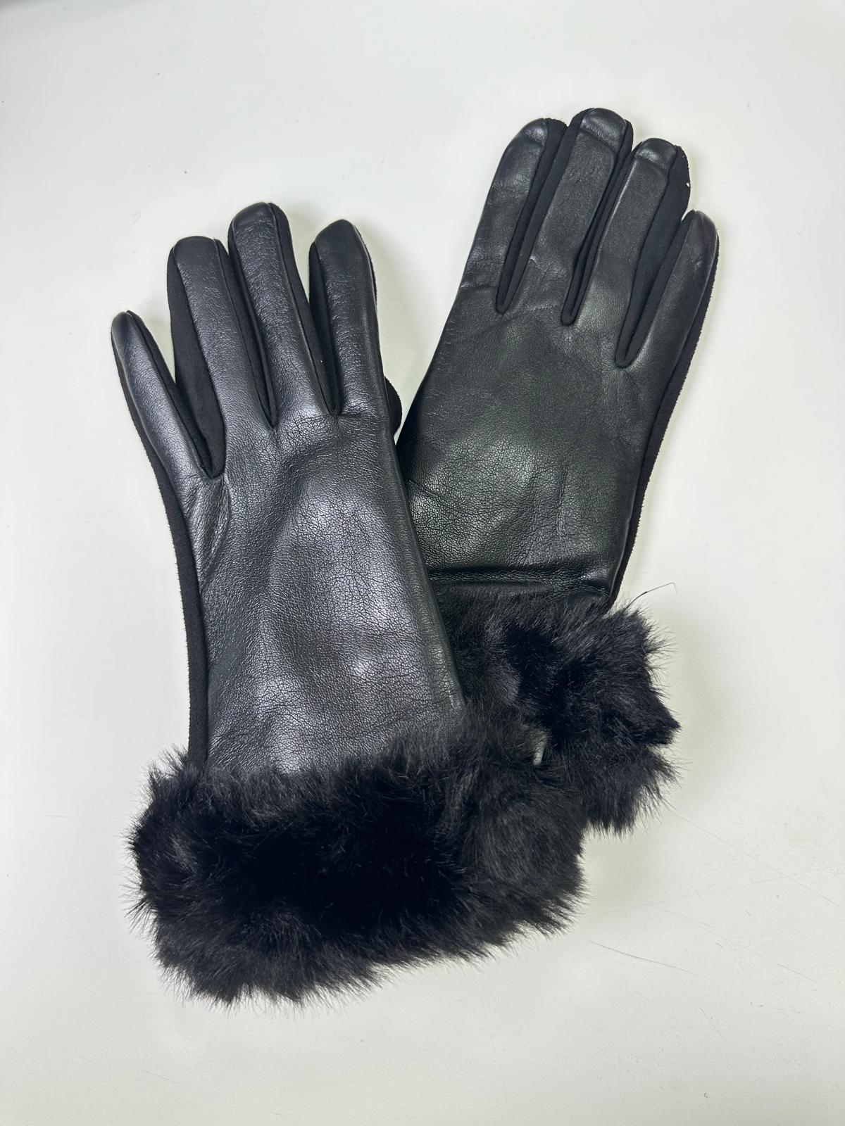 Guantes de Piel con Borde de Pelo Natural