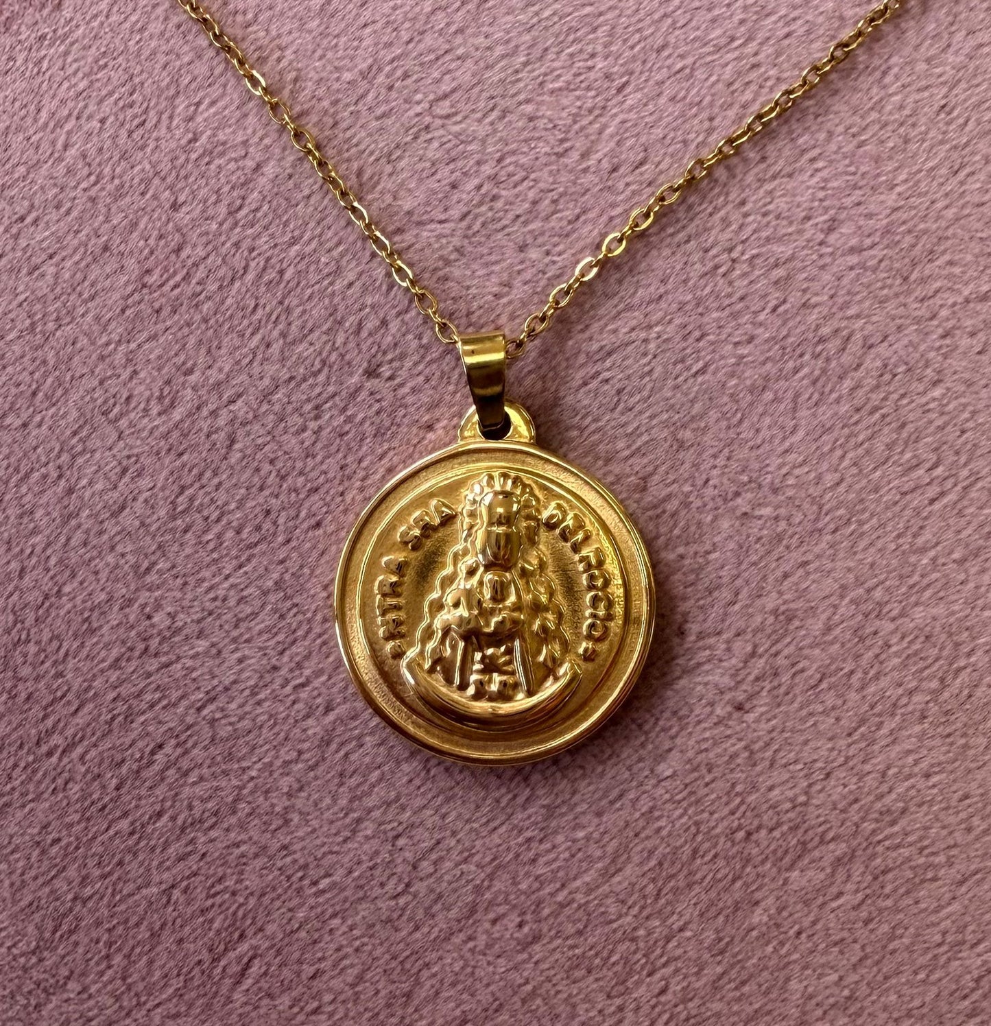 Medalla Circular Virgen del Rocío - Acero Inoxidable
