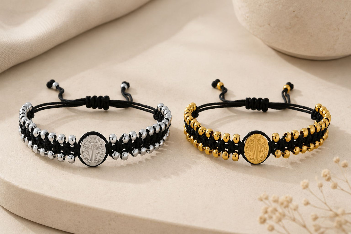 Pulsera de Protección San Benito Unisex en Acero Inoxidable