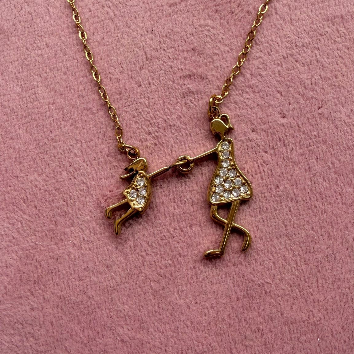 Collar Mamá e Hija con Circonitas - Acero Inoxidable