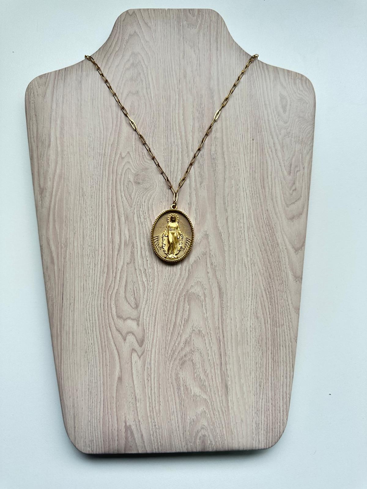 Medallón de la Milagrosa Dorado - Acero Inoxidable