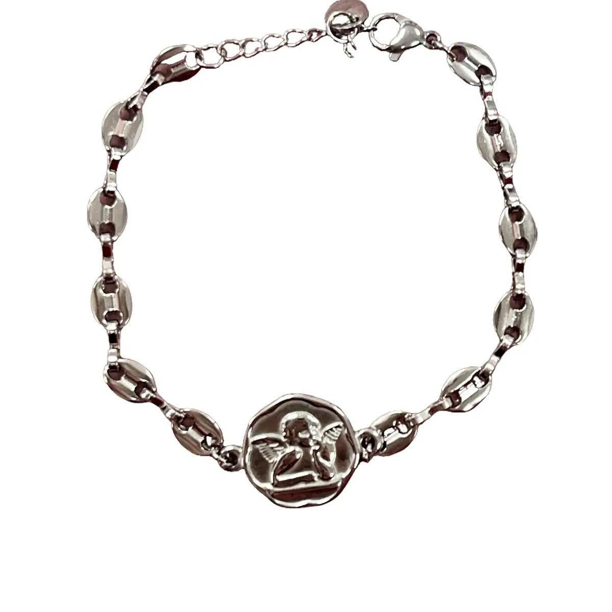 Pulsera Ángel de la Guarda con extensión en Acero Inoxidable