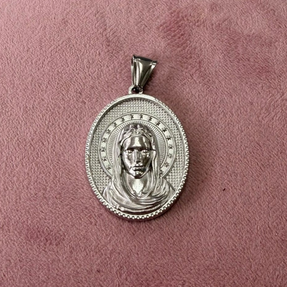 Medallón Virgen María - Acero Inoxidable
