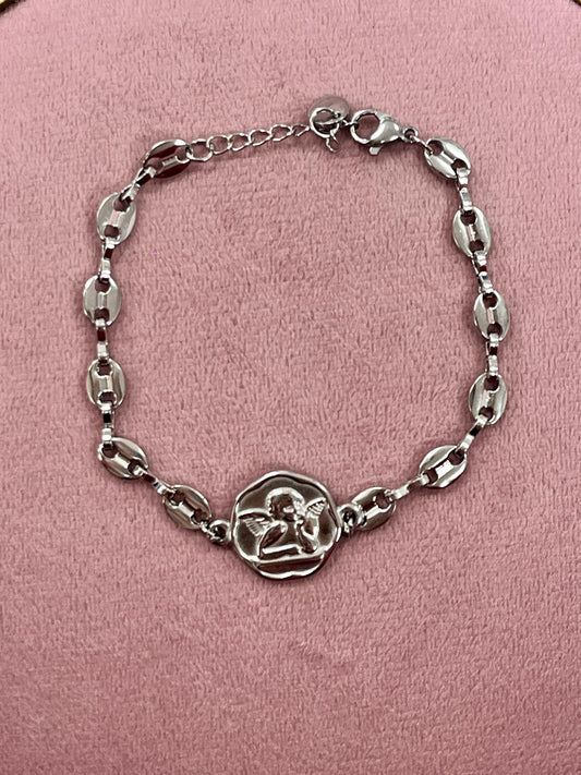 Pulsera Ángel de la Guarda Cadena de Calabrotes Diseño Único y Estilo Angelical Joyería Versátil para Mujer