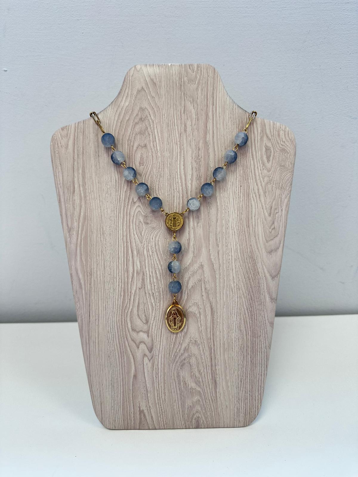 Rosario de Piedras de Colores Dorado - Acero Inoxidable