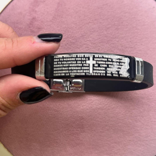 Pulsera Padre Nuestro Caucho o Cuero Unisex