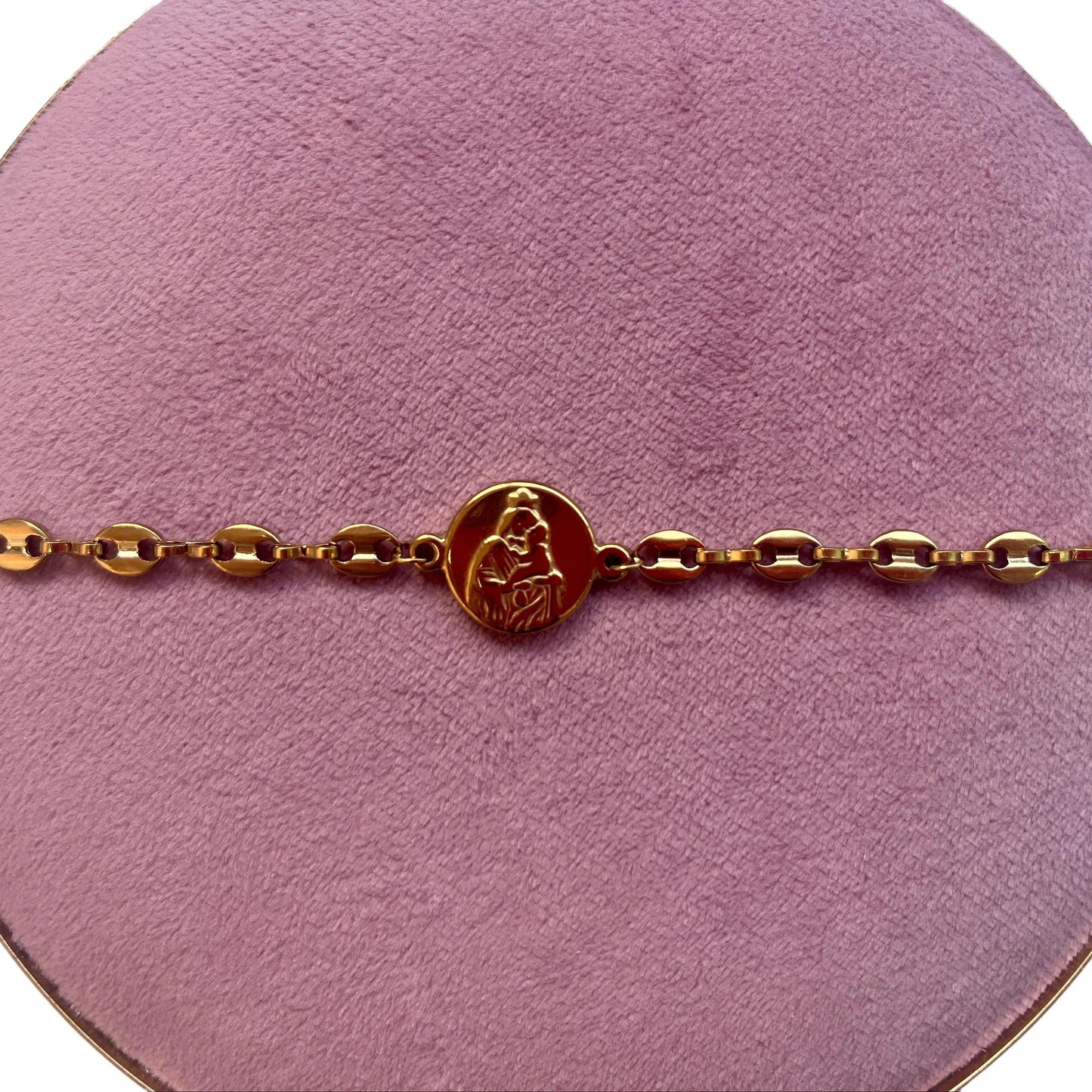 Pulsera Virgen del Carmen con Calabrotes – Acero Inoxidable Dorado