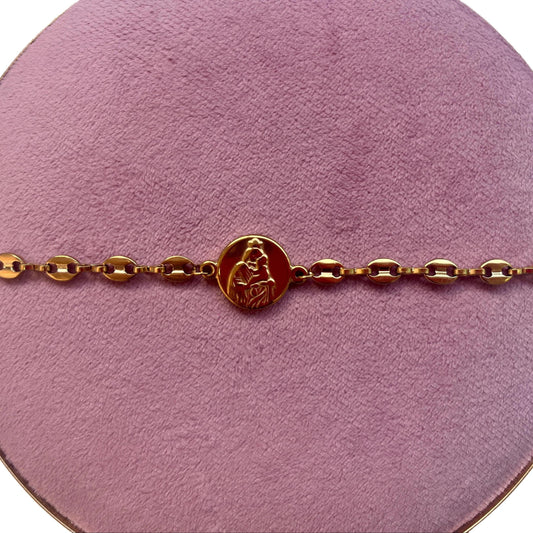 Pulsera Virgen del Carmen con Calabrotes – Acero Inoxidable Dorado