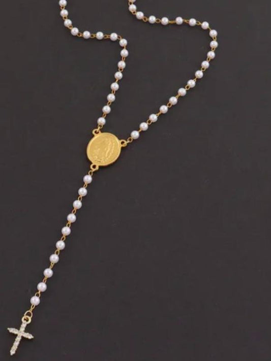 Rosario Milagrosa En perlas blancas y cruz