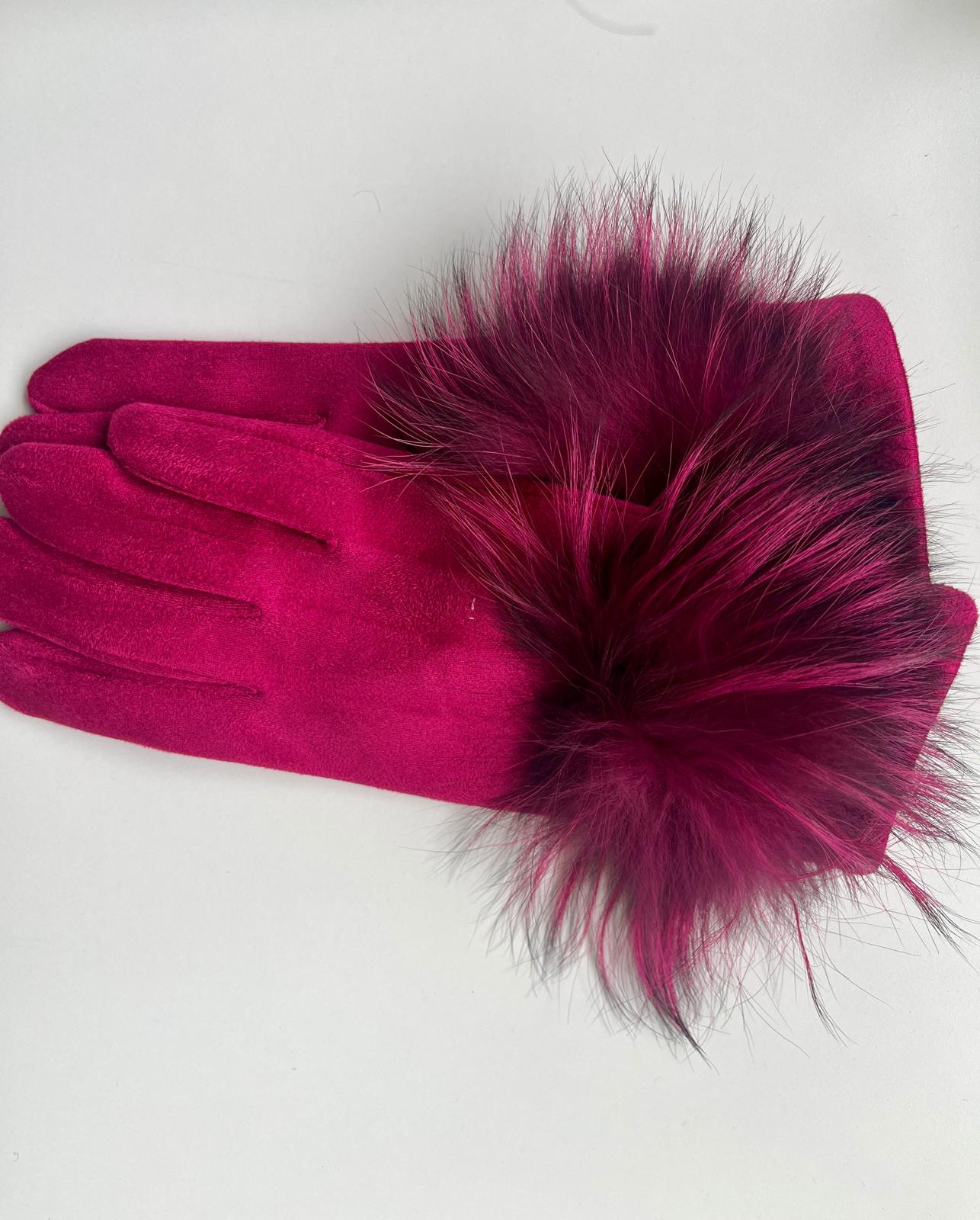 Guantes Mujer Piel Vuelta con Detalle de Piel Natural y Cierre de Pelo Suave para Estilo Elegante