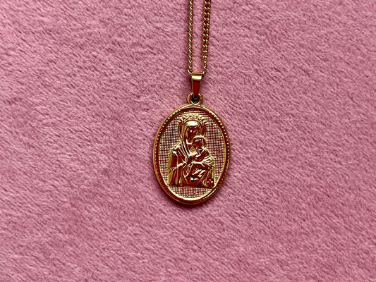 Medalla Virgen del Carmen de Acero Inoxidable Dorado Protección y Paz Interior Resistente al Agua y Desgaste Ideal para Oración y Regalo