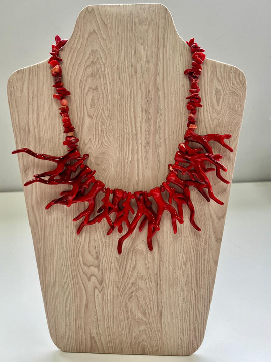 Collar Rojo tipo Coral - Acero Inoxidable