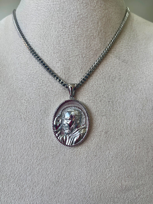 Medallón Padre Pío de Pietrelcina Collar de Acero Inoxidable con Diseño Detallado y Acabado Brillante deal para Regalo y Uso Diario
