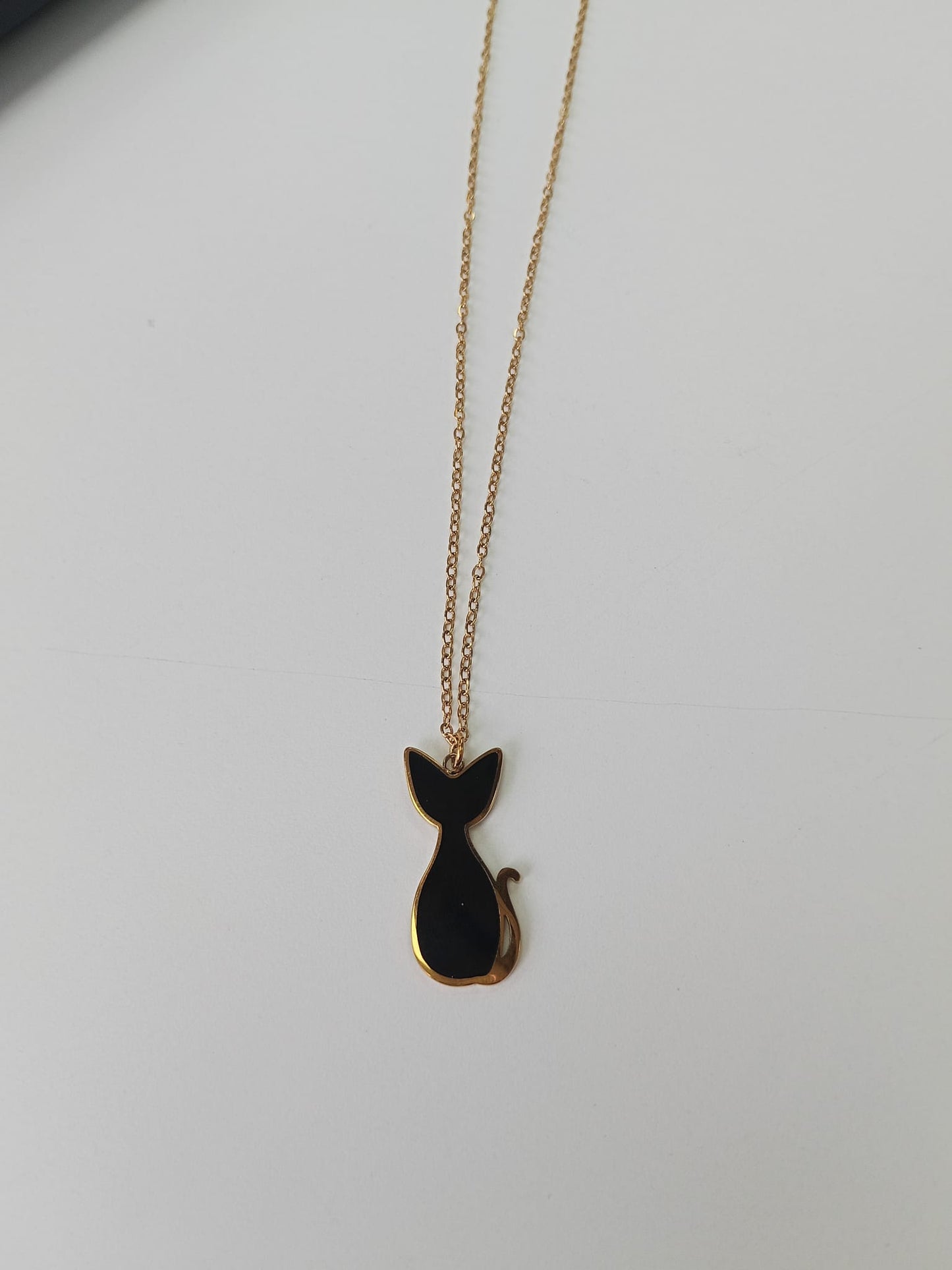 Gato Negro Esmaltado y Dorado