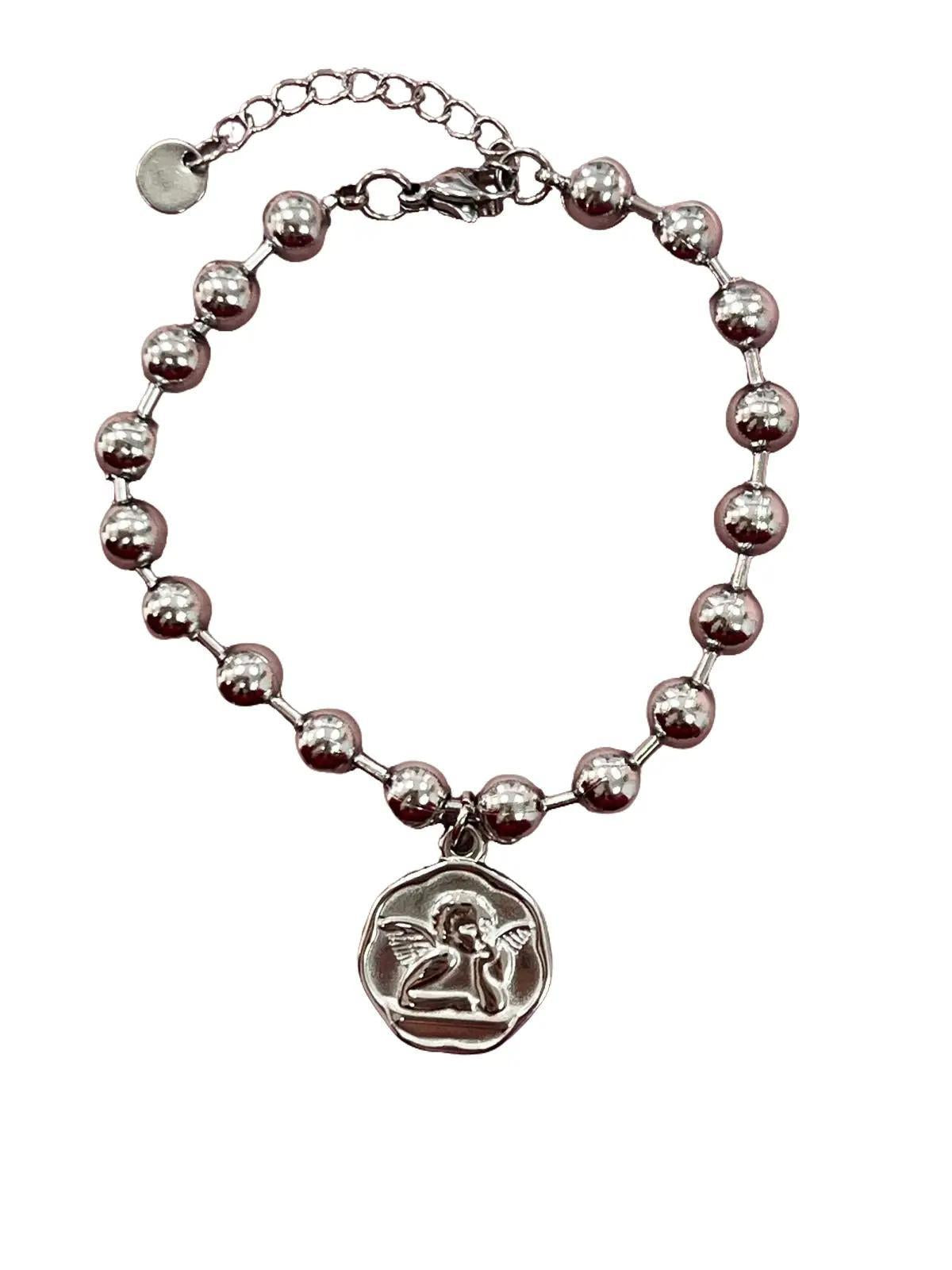 Pulsera Ángel de la Guarda con extensión en Acero Inoxidable