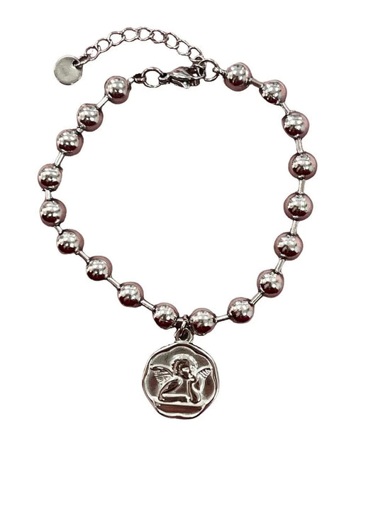 Pulsera Ángel de la Guarda con extensión en Acero Inoxidable