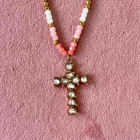 Colgante de piedra natural con Cruz de circonitas