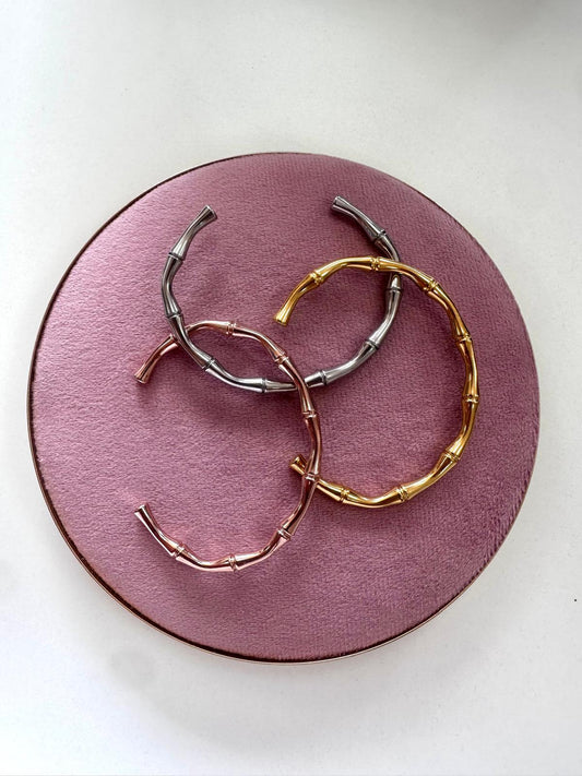 Pulsera Bambú Abierta - Acero Inoxidable