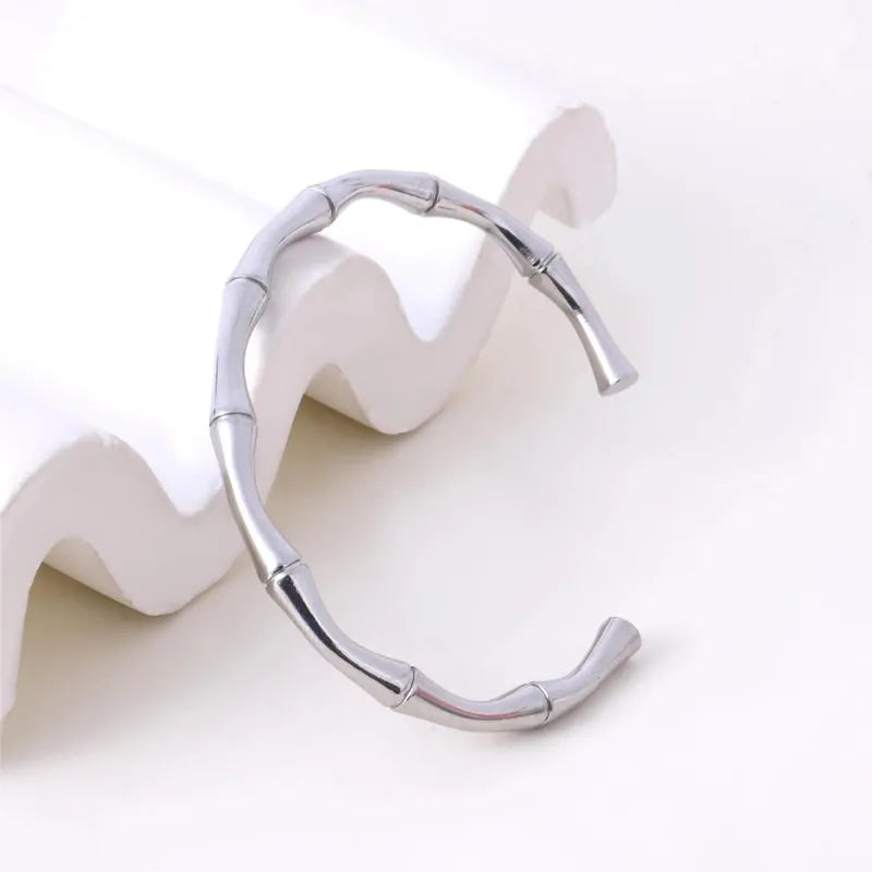 Pulsera Bambú Plateada