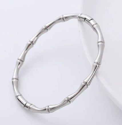 Pulsera Bambú Plateada