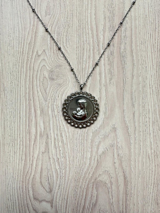 Medalla Inmaculada Concepción tipo Flor - Acero Inoxidable