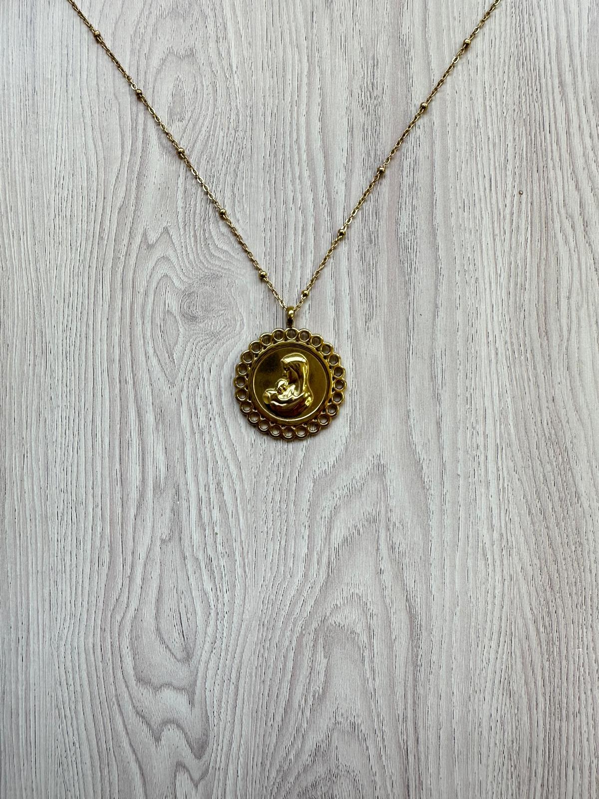 Medalla Inmaculada Concepción tipo Flor - Acero Inoxidable