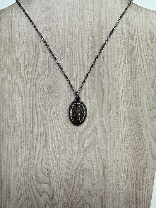 Medalla de la Milagrosa Plateado - Acero Inoxidable