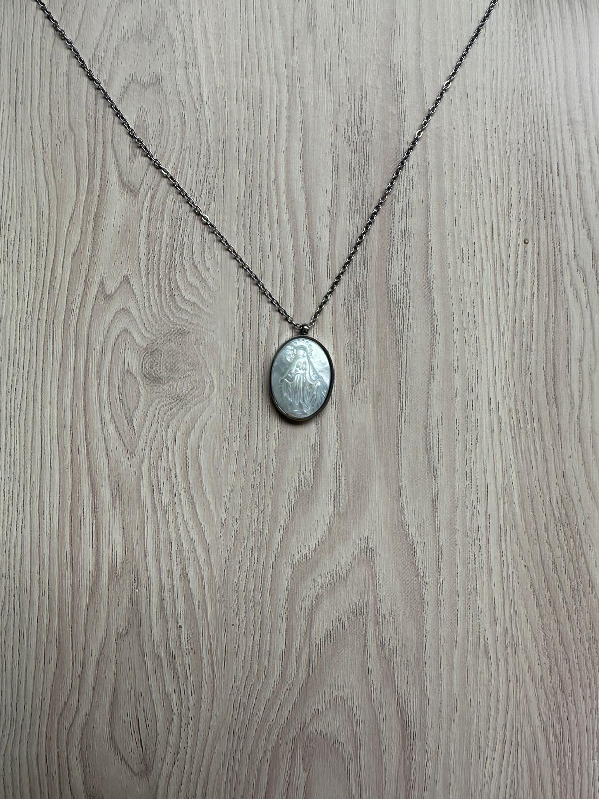 Medalla de la Milagrosa Nácar - Acero Inoxidable