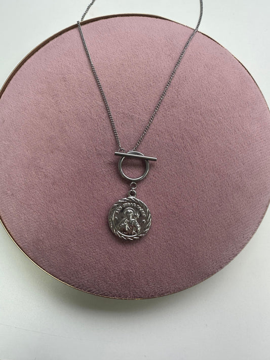 Medalla San Judas Tadeo con Broche Delantero - Acero Inoxidable