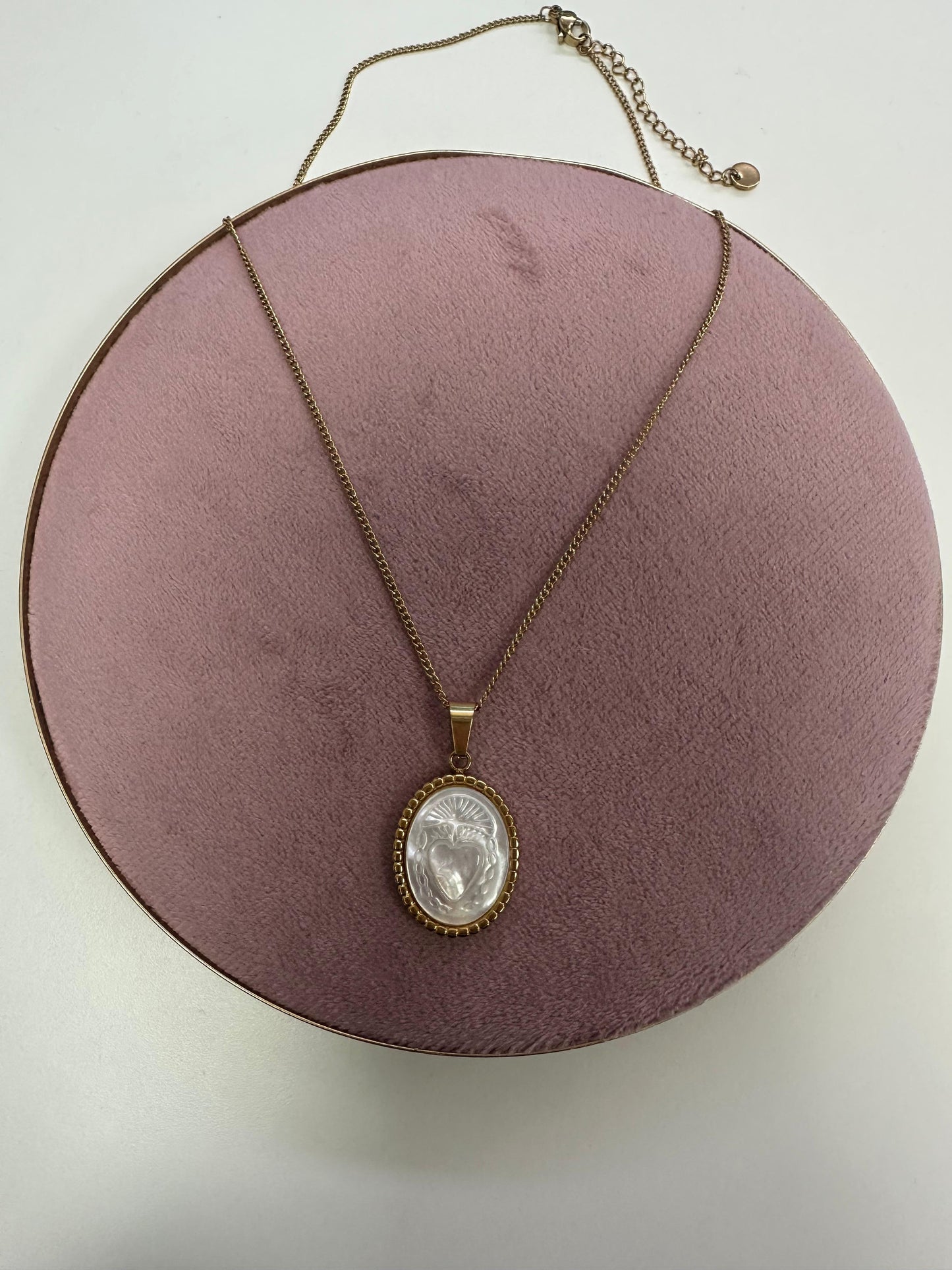 Medalla Sagrado Corazón De Nácar  - Acero Inoxidable