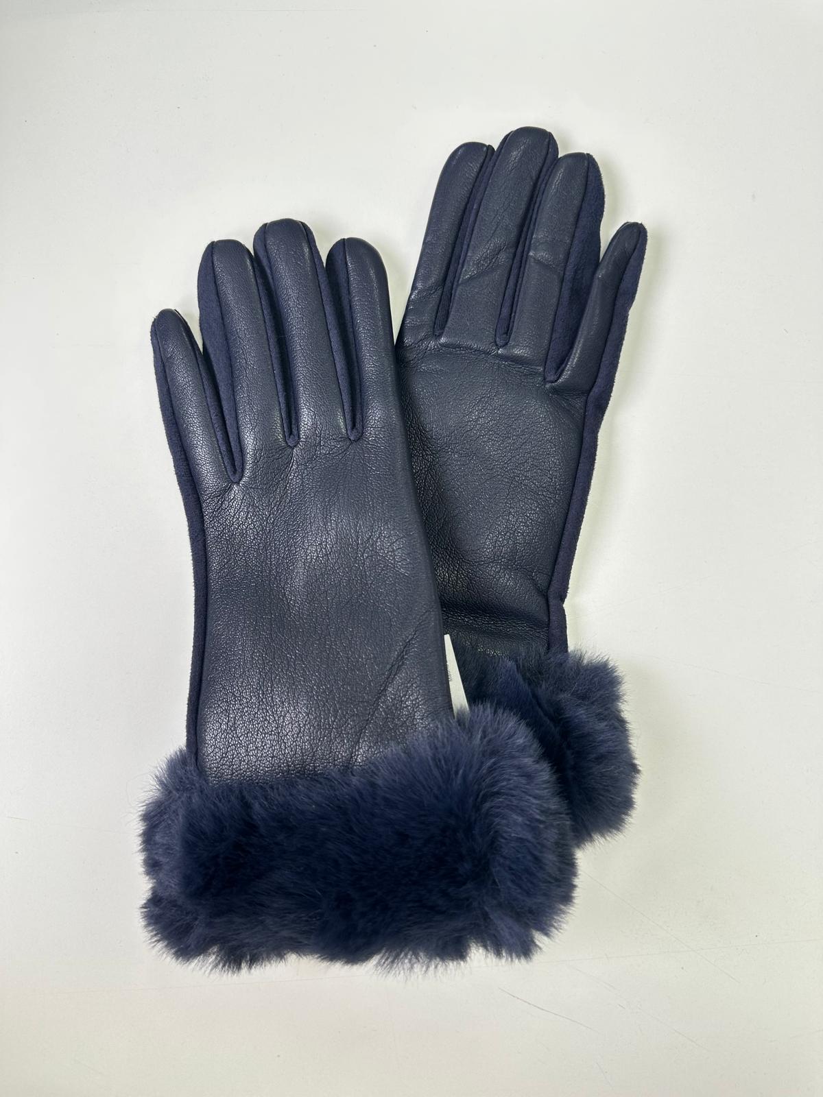 Guantes de Piel con Borde de Pelo Natural