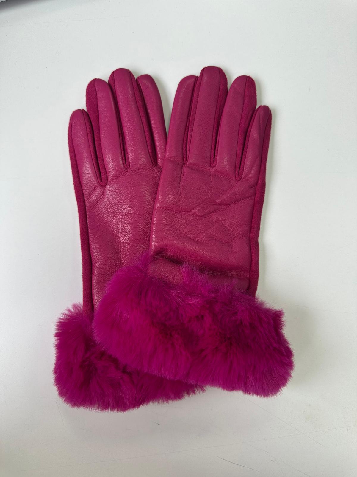 Guantes de Piel con Borde de Pelo Natural