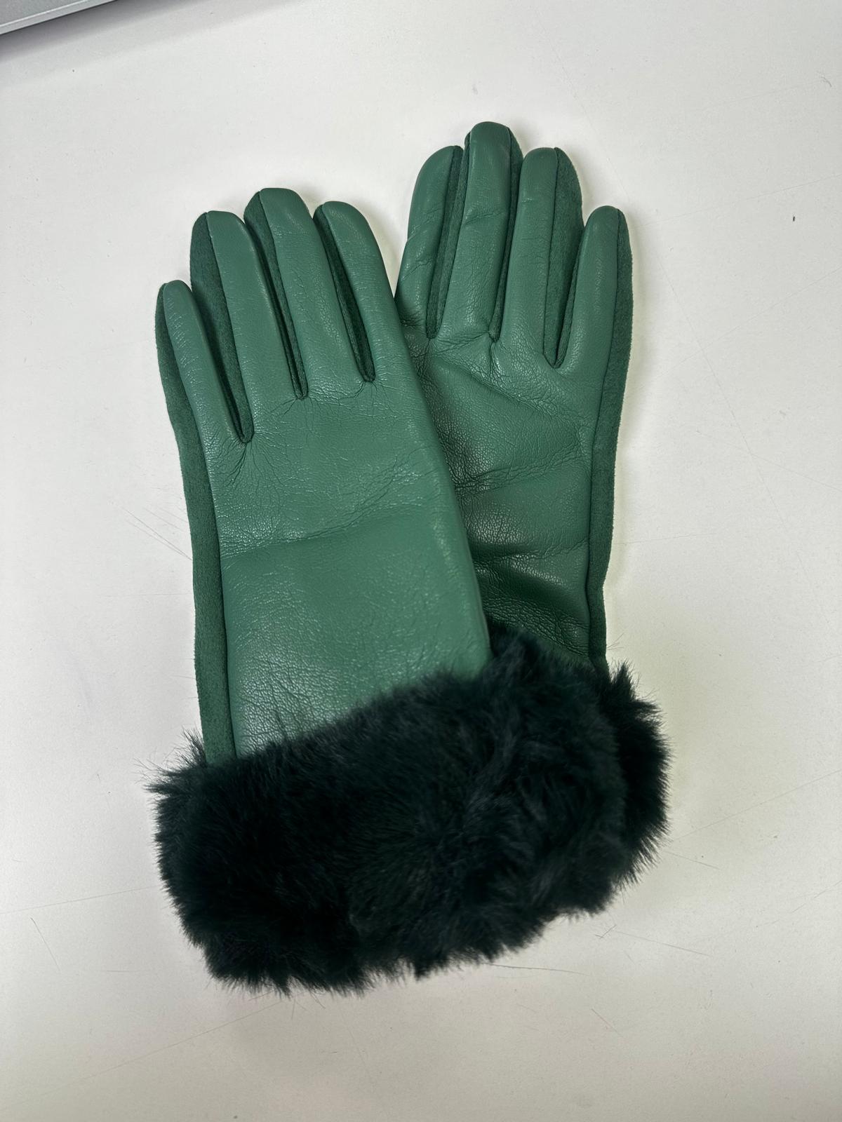 Guantes de Piel con Borde de Pelo Natural