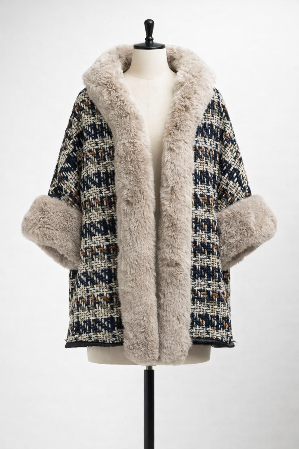 Abrigo con Cuello y puños de Pelo Sintético - Talla Única