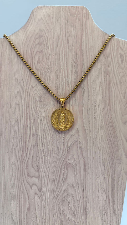 Medallón Circular Virgen de la Inmaculada Concepción - Acero Inoxidable