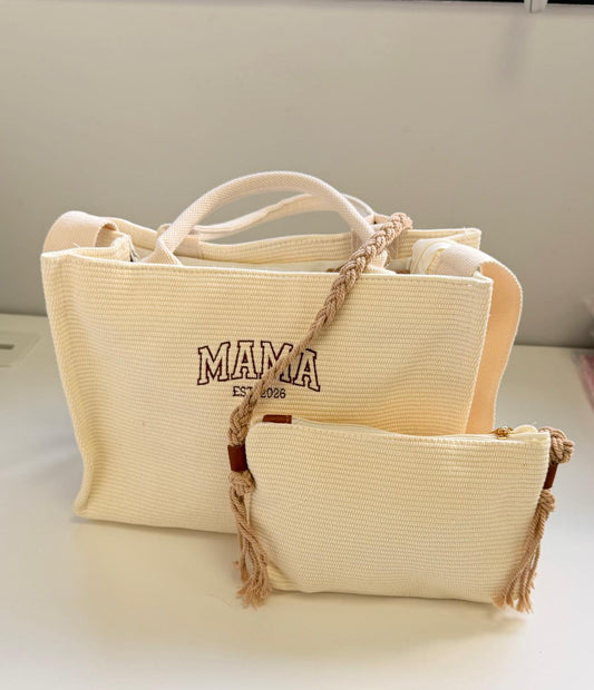 Bolso Mamá Personalizable Tejido con Neceser Incluido