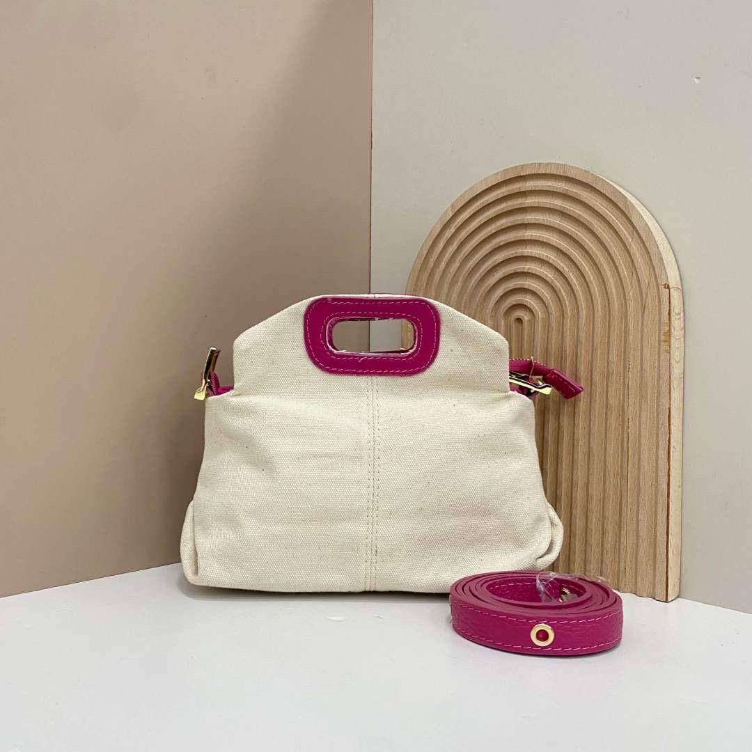 Bolso Bandolera Personalizable de Piel Auténctica y Tela - Pequeño (25cmx18cm)
