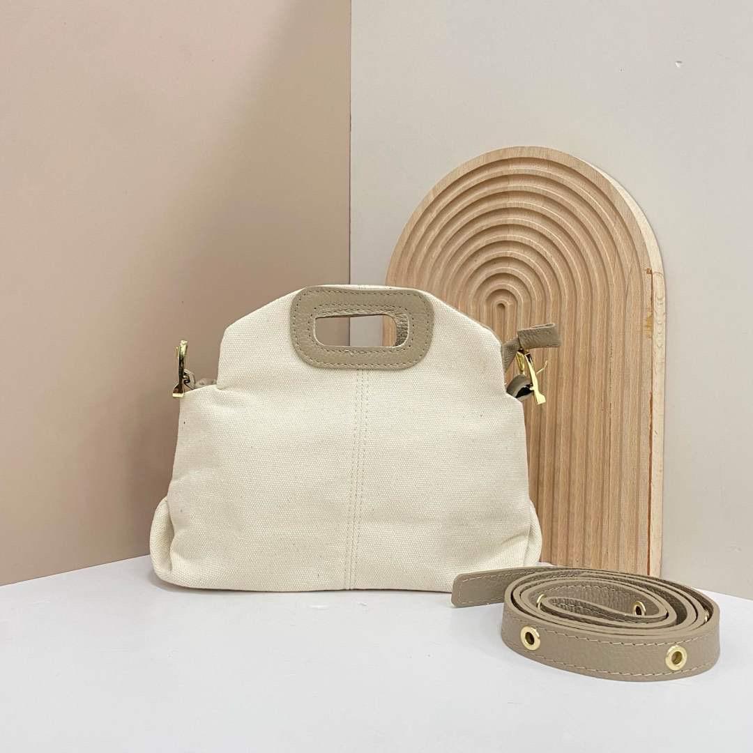 Bolso Bandolera Personalizable de Piel Auténctica y Tela - Pequeño (25cmx18cm)
