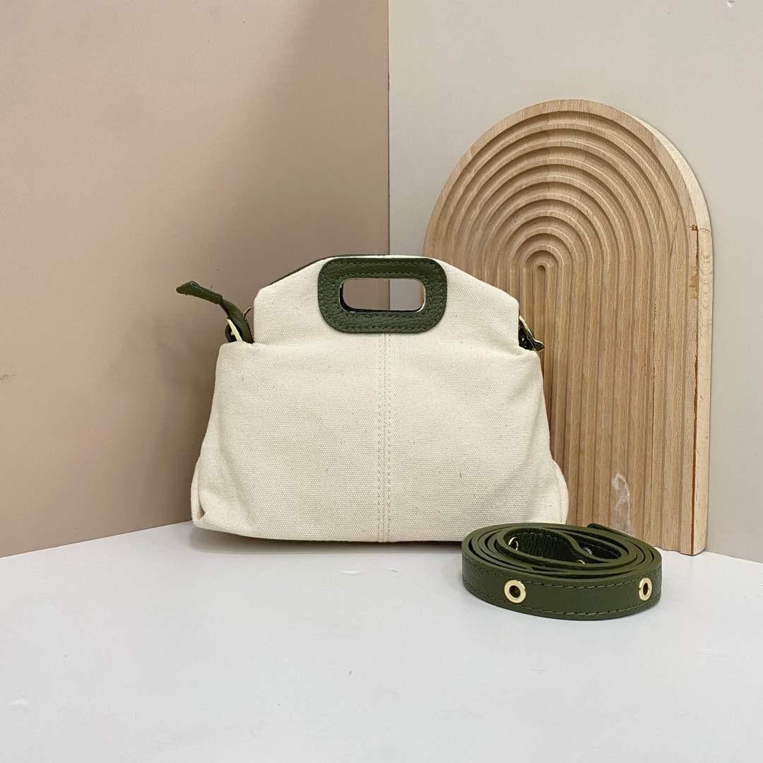 Bolso Bandolera Personalizable de Piel Auténctica y Tela - Pequeño (25cmx18cm)