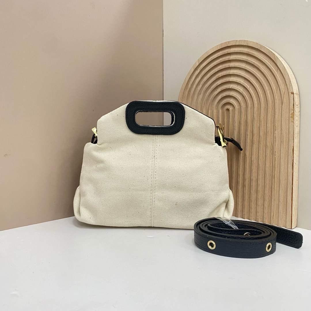 Bolso Bandolera Personalizable de Piel Auténctica y Tela - Pequeño (25cmx18cm)