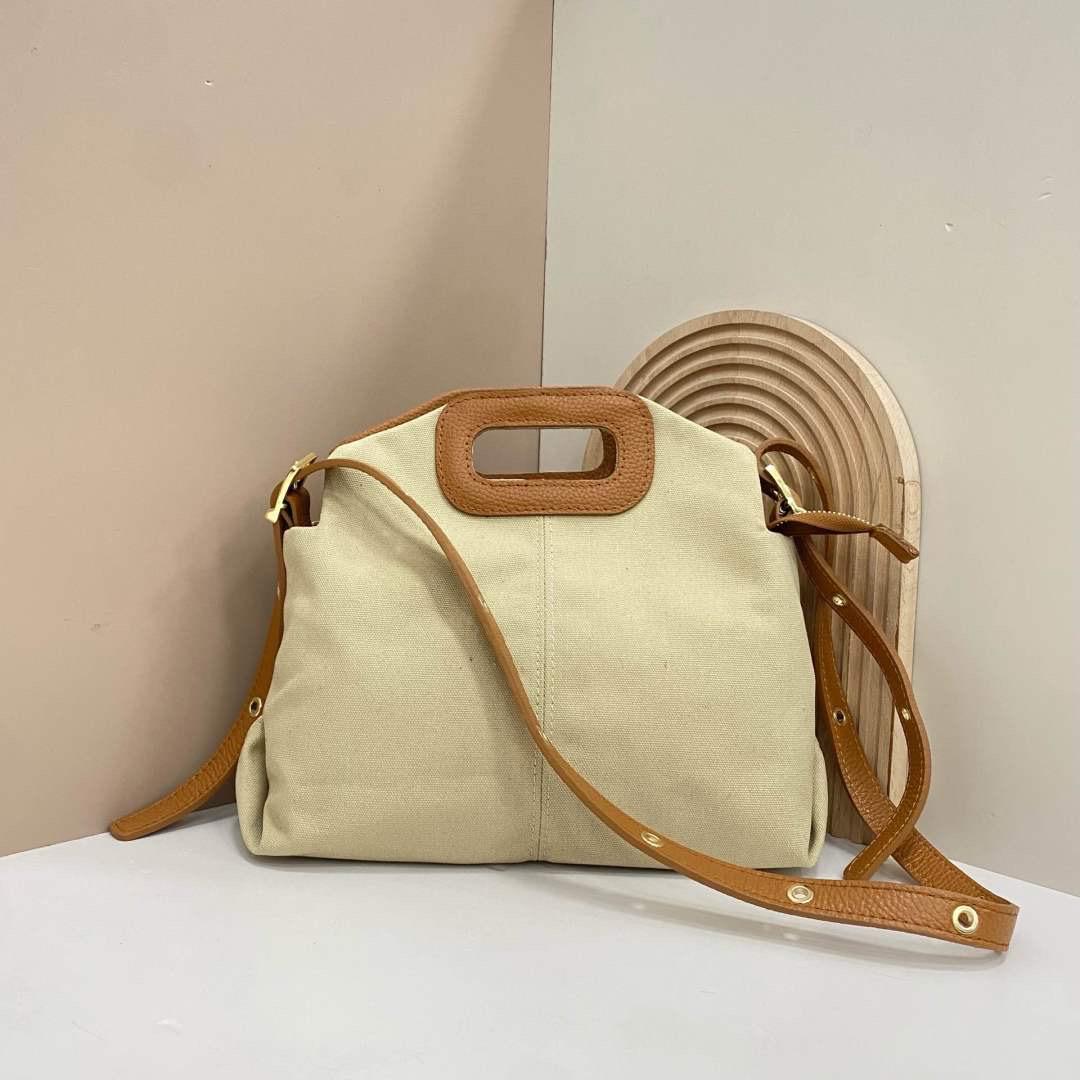 Bolso Bandolera Personalizable de Piel Auténctica y Tela - Grande (32cmx24cm)