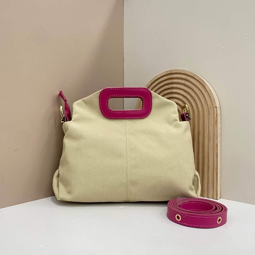 Bolso Bandolera Personalizable de Piel Auténctica y Tela - Grande (32cmx24cm)