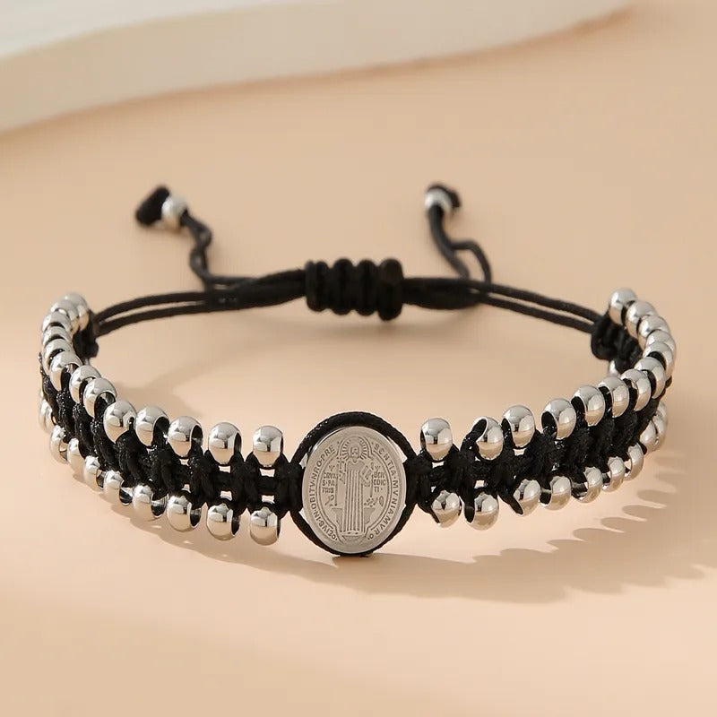 Pulsera de Protección San Benito Unisex en Acero Inoxidable