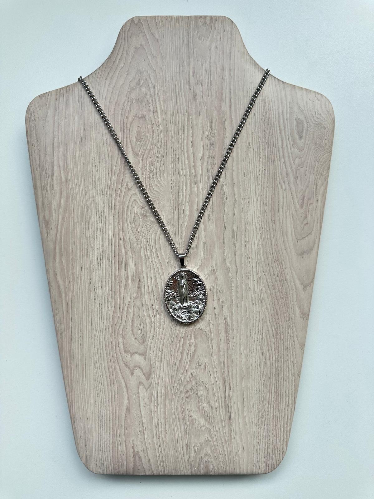 Medallón Virgen de Fátima - Acero Inoxidable