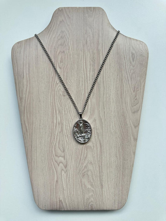 Medallón Virgen de Fátima - Acero Inoxidable