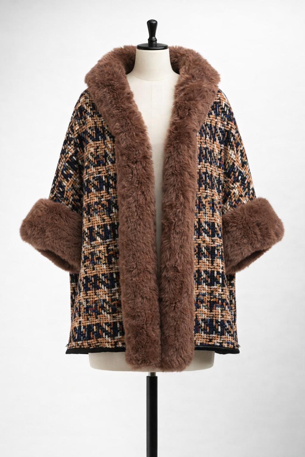 Abrigo con Cuello y puños de Pelo Sintético - Talla Única